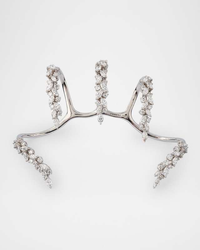 18K White Gold Round and Marquise Diamond Claw Handpiece